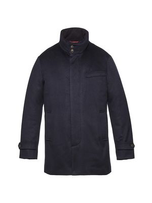 Men's Cashmere Down Car Coat - Navy - Size Small - Navy - Size Small
