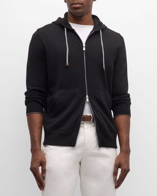 Men's Cashmere Hooded Full-Zip Sweater