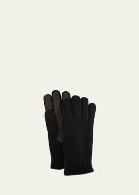 Men's Cashmere Jersey Gloves w/ Deerskin Palms