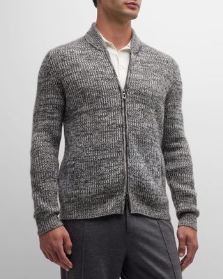 Men's Cashmere Knit Full-Zip Sweater