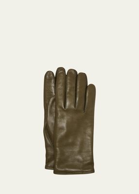 Men's Cashmere-Lined Hairsheep Leather Gloves