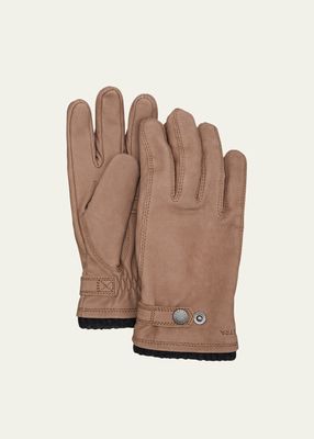 Men's Cashmere-Lined Nubuck Leather Gloves