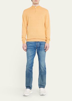 Men's Cashmere-Linen Half-Zip Sweater