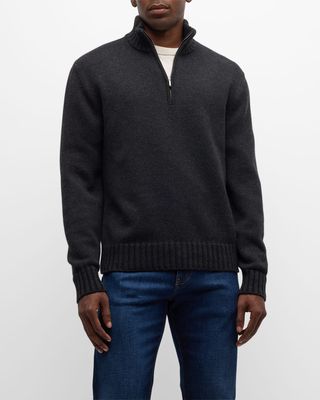 Men's Cashmere Mezzocollo Quarter-Zip Sweater