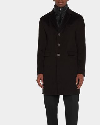 Men's Cashmere Overcoat w/ Nylon Wind-Gaurd