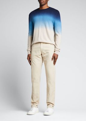 Men's Cashmere/Recycled Cashmere Dip-Dye Crewneck Sweater