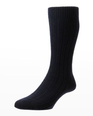 Men's Cashmere Rib Crew Socks