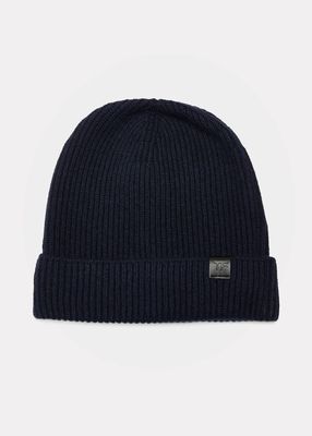 Men's Cashmere Ribbed Beanie Hat