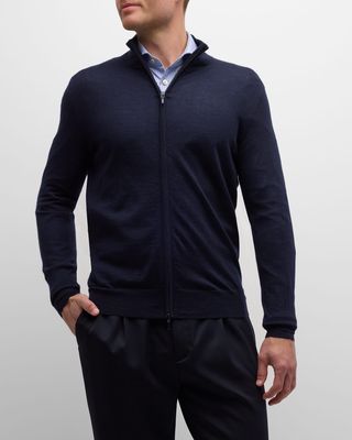 Men's Cashmere-Silk Full-Zip Sweater
