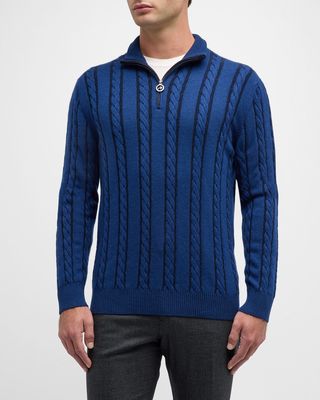 Men's Cashmere-Silk Knit Quarter-Zip Sweater