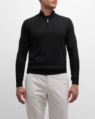 Men's Cashmere-Silk Quarter-Zip Sweater