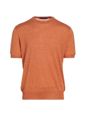 Men's Cashmere-Silk Short-Sleeve Knit T-Shirt - Arancia - Size 40 - Arancia - Size 40