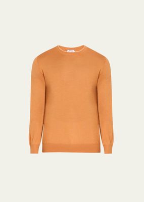 Men's Cashmere-Silk Tipped Crewneck Sweater
