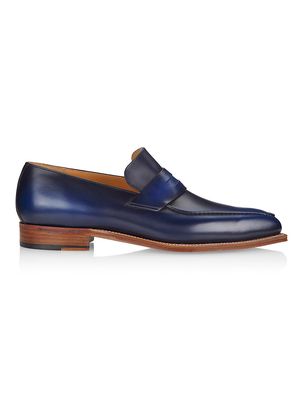 Men's Casual Business Weekend Dress Yawl Pullman Leather Penny Loafers - Dark Blue - Size 9 - Dark Blue - Size 9