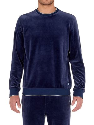 Men's Catane Velour Sweater - Navy - Size Small - Navy - Size Small