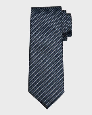 Men's Cento Fili Mulberry Silk Stripe Tie