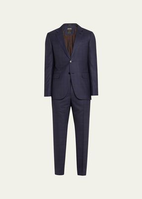 Men's Centoventimila Wool Plaid Suit