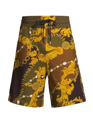 Men's Chain Couture Bermuda Shorts - Dark Olive Khaki - Size Large