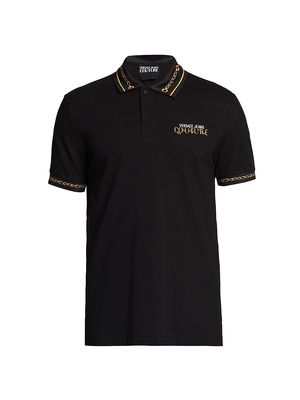 Men's Chain-Link Polo Shirt - Black Gold - Size Large