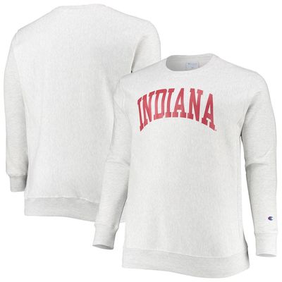 Men's Champion Ash Indiana Hoosiers Big & Tall Reverse Weave Fleece Crewneck Pullover Sweatshirt