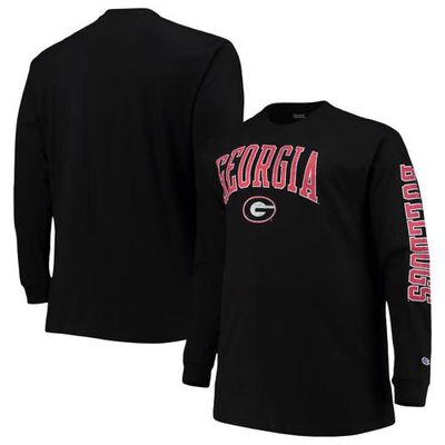 Men's Champion Black Georgia Bulldogs Big & Tall 2-Hit Long Sleeve T-Shirt