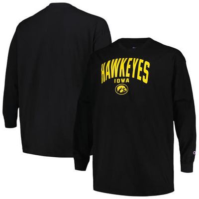 Men's Champion Black Iowa Hawkeyes Big & Tall Arch Long Sleeve T-Shirt