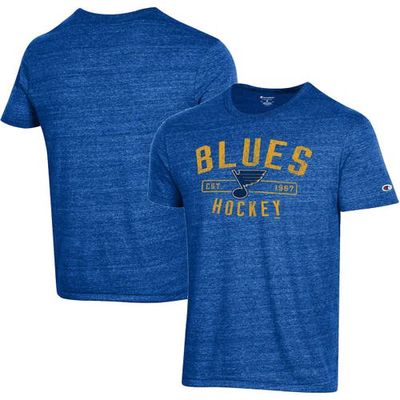 Men's Champion Blue St. Louis Blues Tri-Blend Logo T-Shirt