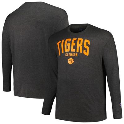 Men's Champion Charcoal Clemson Tigers Big & Tall Arch Long Sleeve T-Shirt