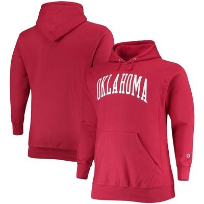 Men's Champion Crimson Oklahoma Sooners Big & Tall Reverse Weave Fleece Pullover Hoodie Sweatshirt