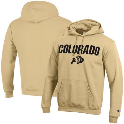 Men's Champion Gold Colorado Buffaloes Straight Over Logo Powerblend Pullover Hoodie