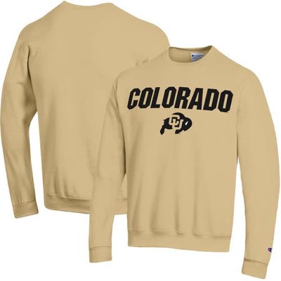 Men's Champion Gold Colorado Buffaloes Straight Over Logo Powerblend Pullover Sweatshirt