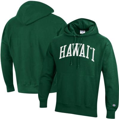 Men's Champion Green Hawaii Warriors Team Arch Reverse Weave Pullover Hoodie