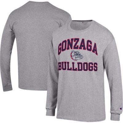 Men's Champion Heather Gray Gonzaga Bulldogs High Motor Long Sleeve T-Shirt
