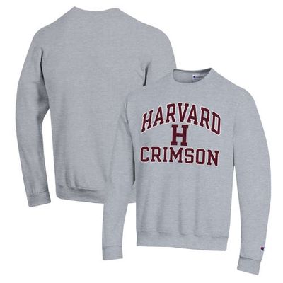 Men's Champion Heather Gray Harvard Crimson High Motor Pullover Sweatshirt