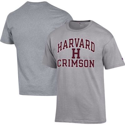Men's Champion Heather Gray Harvard Crimson High Motor T-Shirt