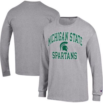 Men's Champion Heather Gray Michigan State Spartans High Motor Long Sleeve T-Shirt