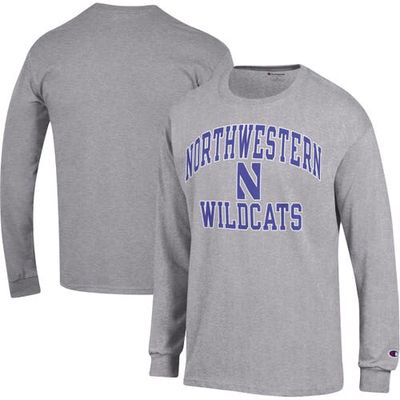 Men's Champion Heather Gray Northwestern Wildcats High Motor Long Sleeve T-Shirt