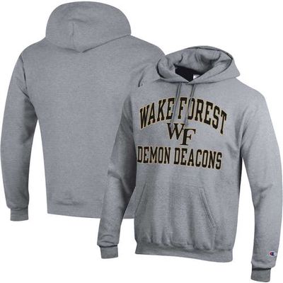 Men's Champion Heather Gray Wake Forest Demon Deacons High Motor Pullover Hoodie