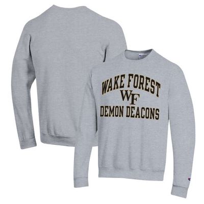 Men's Champion Heather Gray Wake Forest Demon Deacons High Motor Pullover Sweatshirt