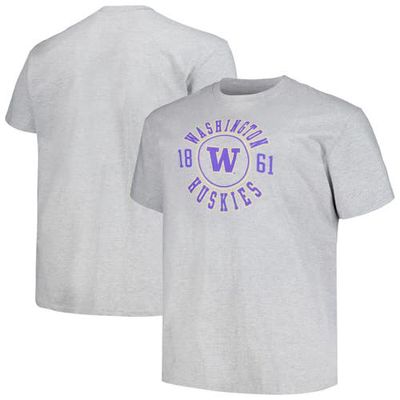 Men's Champion Heather Gray Washington Huskies Big & Tall Circle Logo T-Shirt