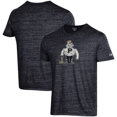Men's Champion Heathered Black Purdue Boilermakers Vault Logo Tri-Blend T-Shirt