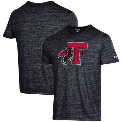 Men's Champion Heathered Black Texas Tech Red Raiders Vault Logo Tri-Blend T-Shirt