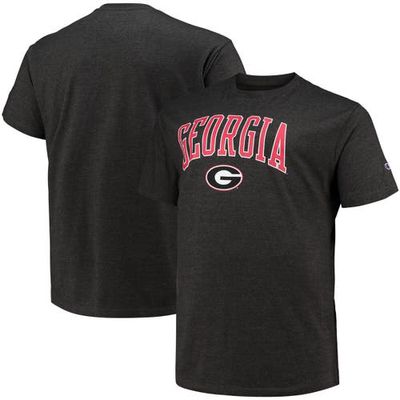 Men's Champion Heathered Charcoal Georgia Bulldogs Big & Tall Arch Over Wordmark T-Shirt in Heather Charcoal