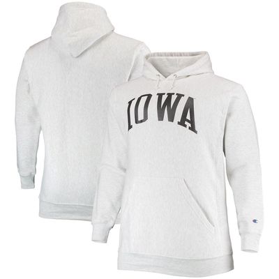 Men's Champion Heathered Gray Iowa Hawkeyes Big & Tall Reverse Weave Fleece Pullover Hoodie Sweatshirt in Heather Gray