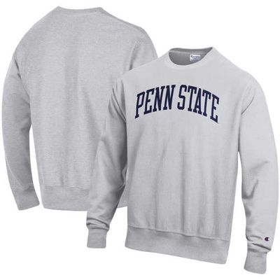 Men's Champion Heathered Gray Penn State Nittany Lions Arch Reverse Weave Pullover Sweatshirt in Heather Gray