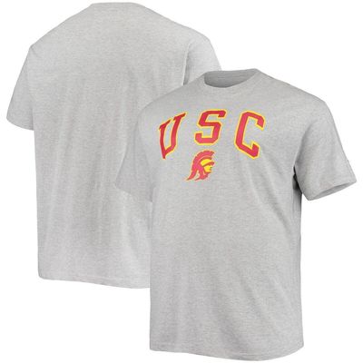 Men's Champion Heathered Gray USC Trojans Big & Tall Arch Over Logo T-Shirt in Heather Gray