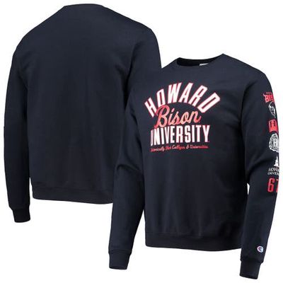 Men's Champion Navy Howard Bison 2-Hit Powerblend Pullover Sweatshirt