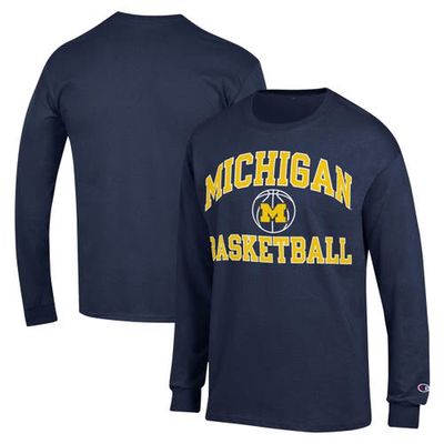 Men's Champion Navy Michigan Wolverines Basketball Icon Long Sleeve T-Shirt
