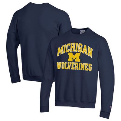Men's Champion Navy Michigan Wolverines High Motor Pullover Sweatshirt