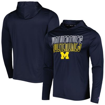 Men's Champion Navy Michigan Wolverines Impact Long Sleeve Hooded T-Shirt